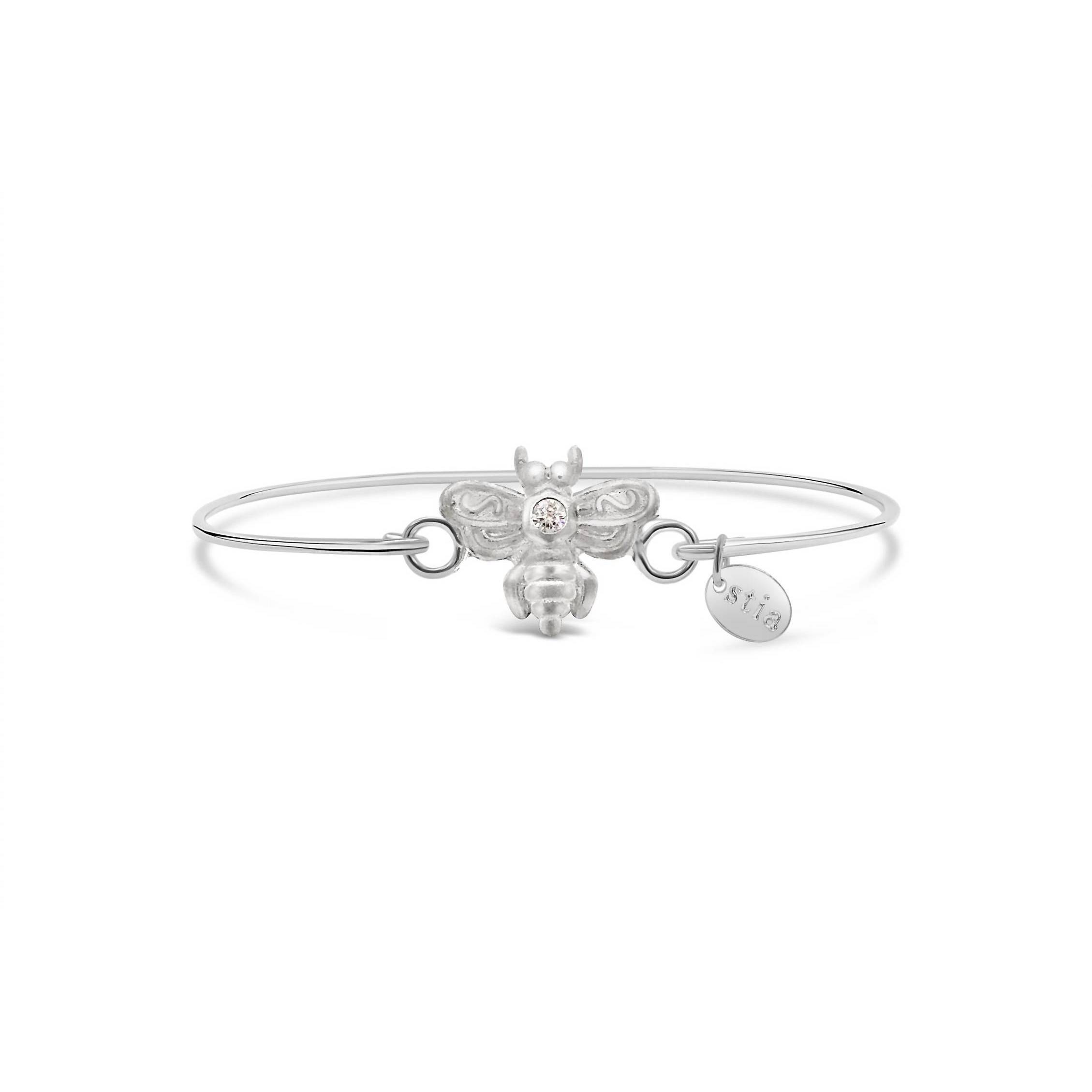 New Stia Women's Pave Icon Bee Bracelet In Silver